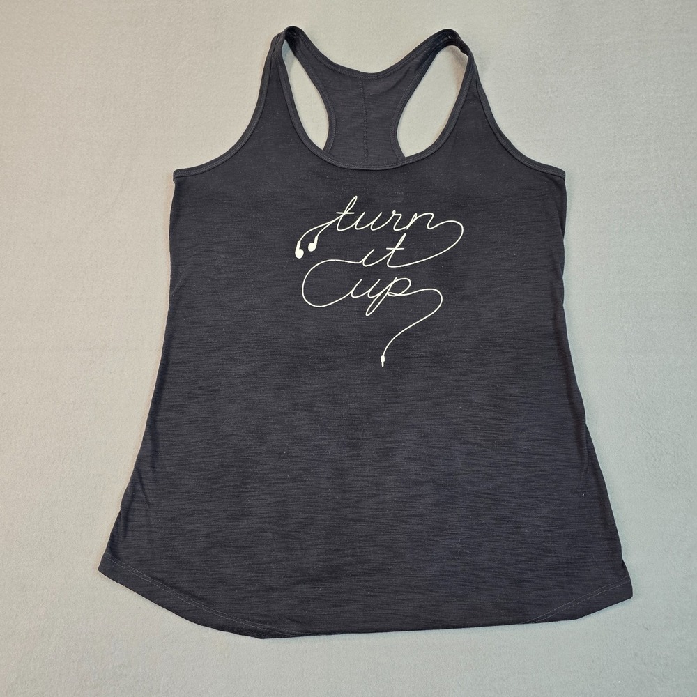 Old Navy Active Go-Dry Tank Top Women Medium Black Turn It Up‎ Racerback Workout
